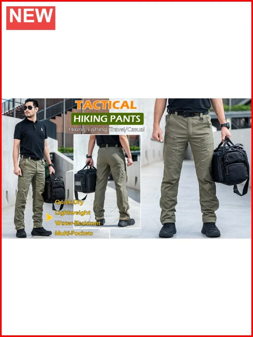 Men's Quick Dry Tactical Hiking Pants Water Resistant Lightweight Cargo Work